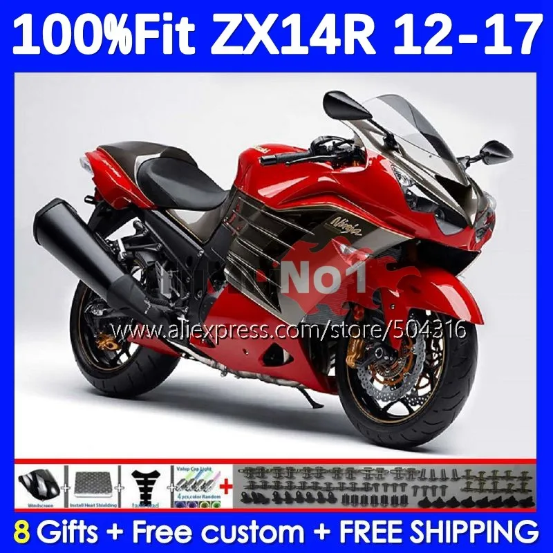 

OEM For KAWASAKI NINJA ZX-14R ZX 14R 87MC.36 ZX14R 12 13 14 15 16 17 ZZR1400 2012 2013 2014 2015 2016 2017 Fairing red black blk