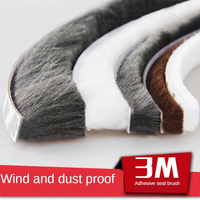 

10Meters 7*8mm/7*12mm Self Adhesive buffer cushion weather strip seal brush aluminum window DOOR warm wind door insulation pad