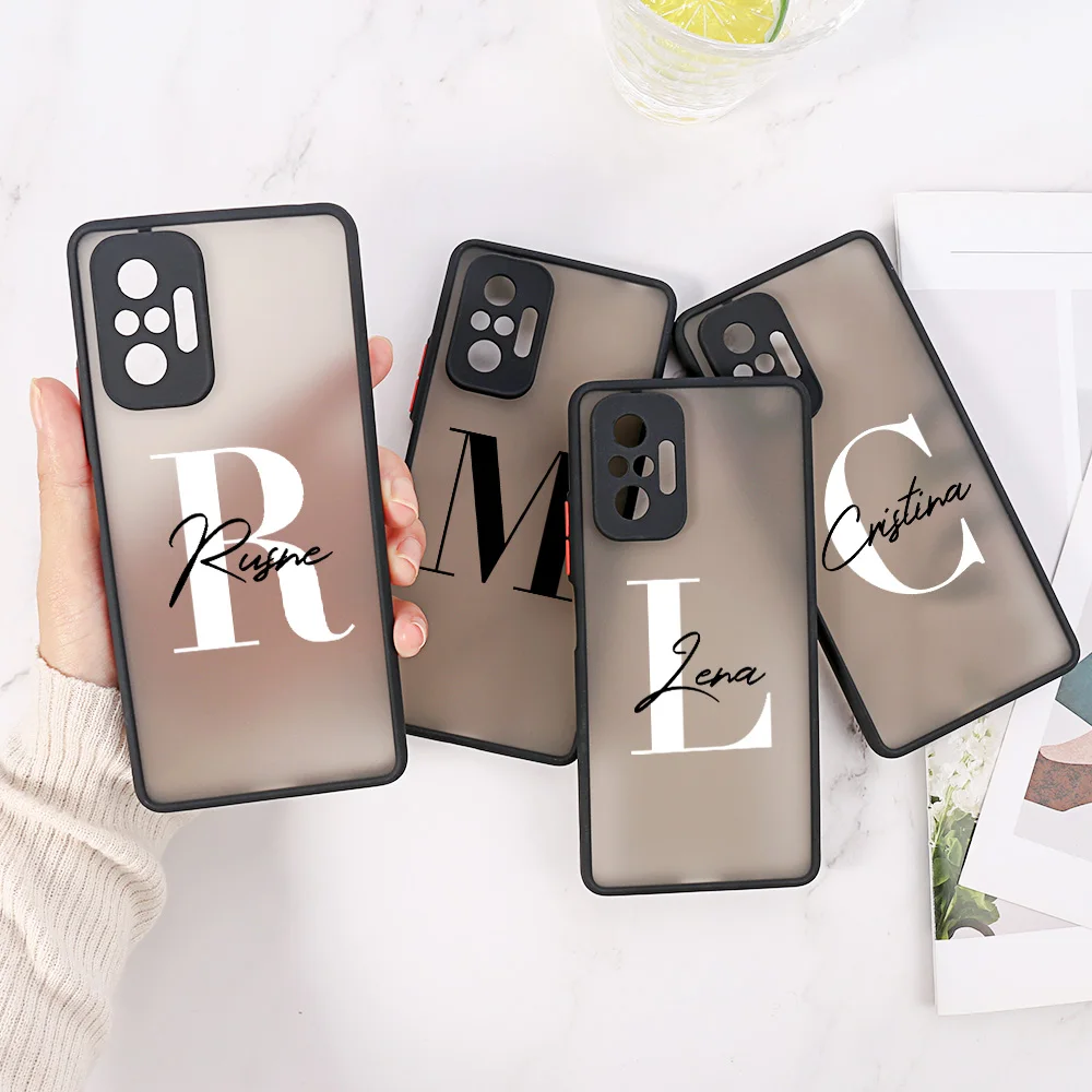

Poco X3 Pro Case For Xiaomi Redmi Note 10 Pro 9 8 7 9s 10s 9A 9C NFC 9T Mi 11T 11 10 Lite M4 M3 F3 DIY Custom Name Letter Covers