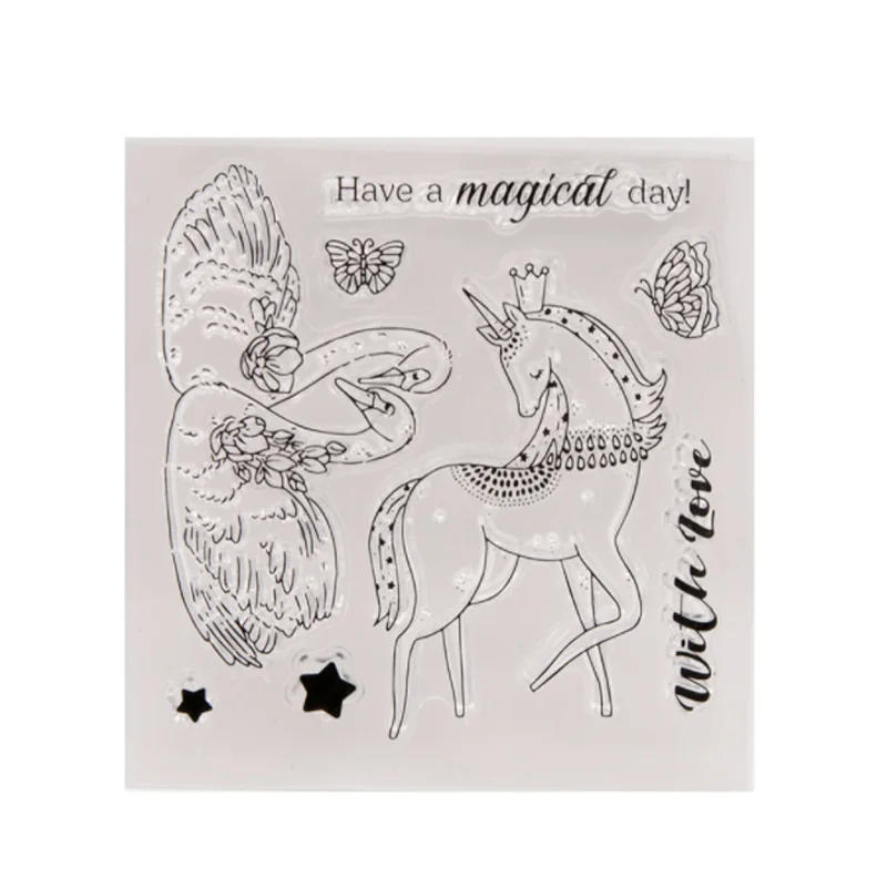 Unicorn Swan Valentine's Day Stamps Rubber Transparent Silicone Seal DIY Hand Account Scrapbook Journal Decora Crafts Stencils