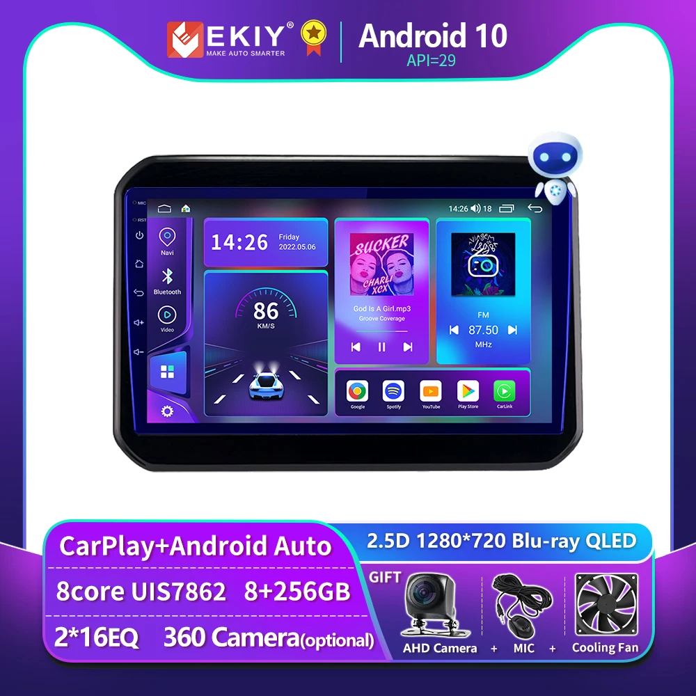 EKIY T900 Автомагнитола для Suzuki Ignis 2016-2020 мультимедийный проигрыватель с навигацией