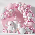 1 комплект, розовые металлические воздушные шары