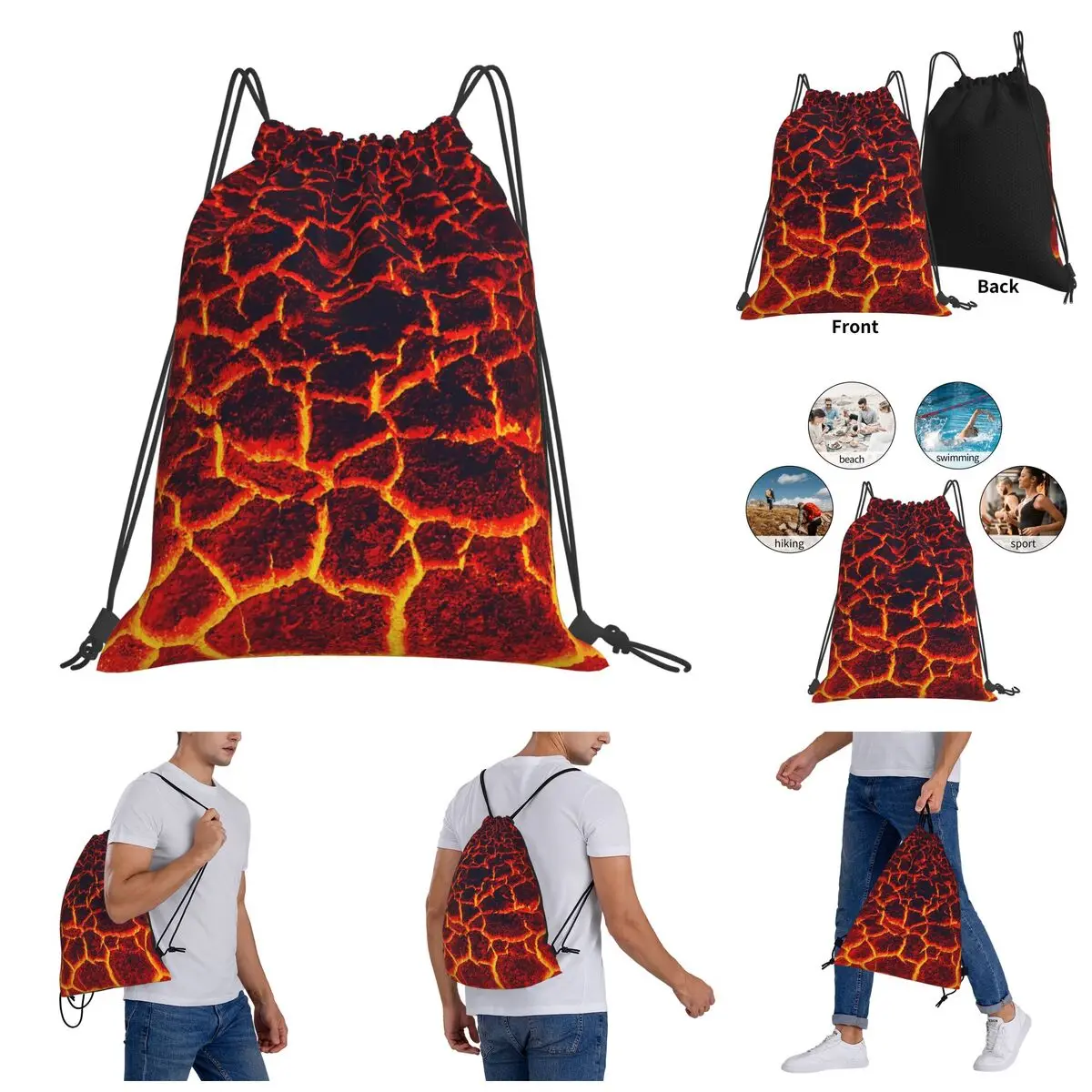 

Tonga Volcano Active Lava Drawstring Bags Gym Bag Creative Backpack Funny Novelty Blanket roll