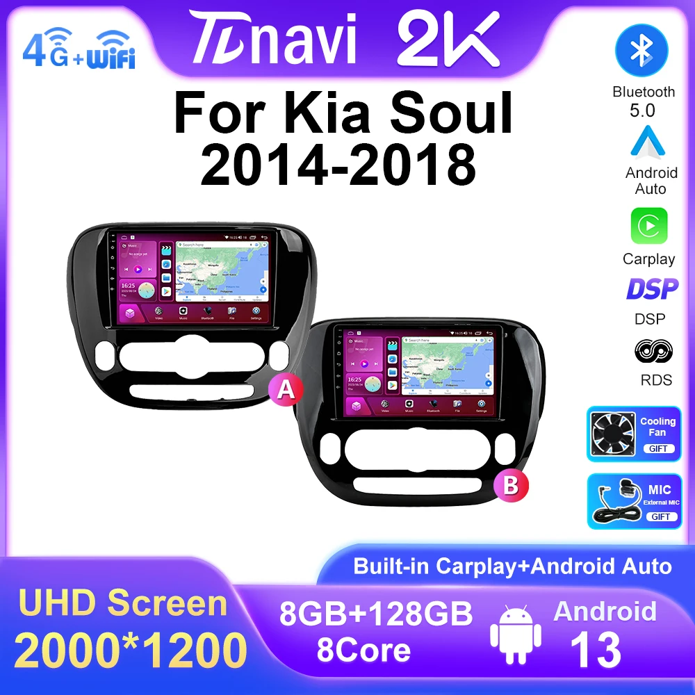 

Автомагнитола 128G Android 13 для KIA Soul 2013-2019, GPS-навигация, мультимедийный видеоплеер, автостерео, № 2DIN, для проектора