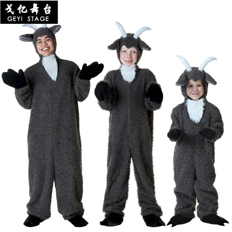 

Children Little Lamb Costume Sheep Cosplay Suit Animal Costume Fancy Dress with Hood Halloween Costume for Kids and Parents