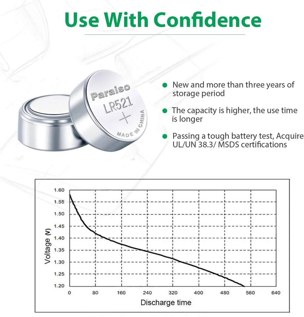 Кнопочные батарейки высокой емкости LR521 AG0 SR521SW 379A 379 179 D379 SR63 1 5 В щелочной батареи