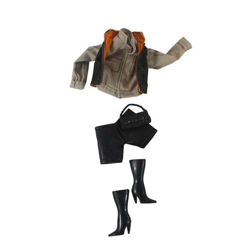 1/6 модная кукла-супермодель ручной работы кожаная одежда наряд пальто для куклы 11