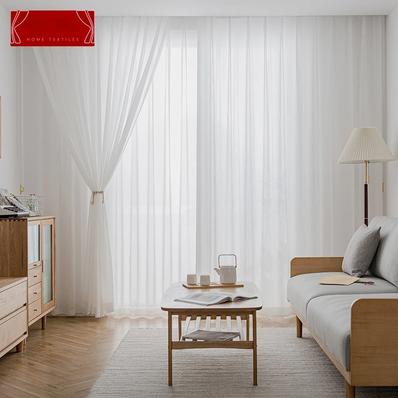 

2022 high-end French light luxury window screen solid color curtain living room bedroom balcony dovetail crumpled yarn05