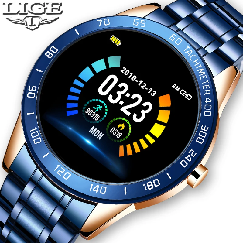 

LIGE Smart Watch Men Heart Rate Blood Pressure Monitoring Digital Watch Sport Watch Fitness Tracker Waterproof Watch for Android