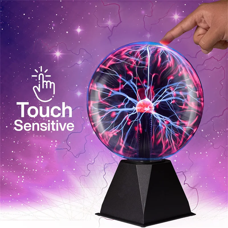 8 Inch sound control Magic Plasma Ball Lamp Touch Glass LED Night Light Atmosphere Lights Christmas Party Bedroom Decor Toy Kids