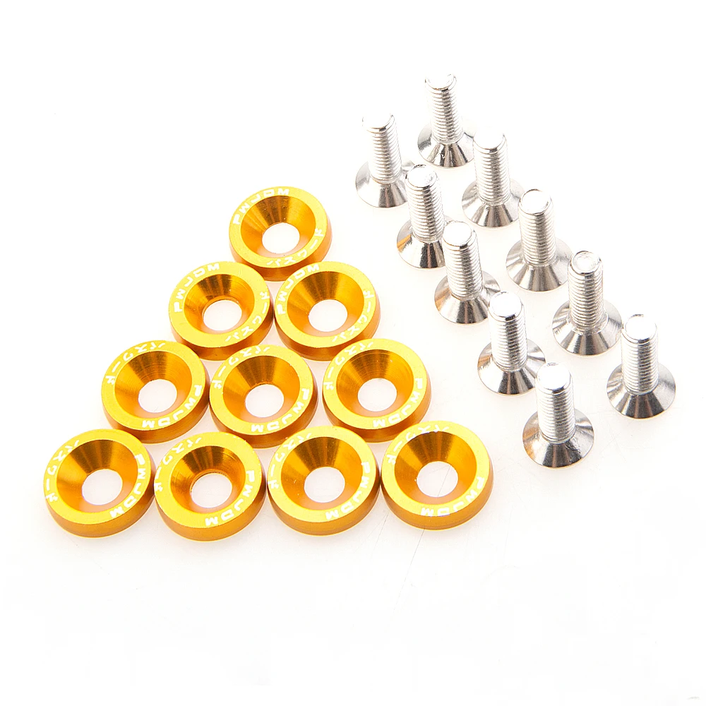 

10 шт. M6 JDM Автомобильная Модифицированная лампа, брызговик, шайба, бампер, двигатель, вогнутые шурупы, шайба, болты для номерного знака, Стайлинг автомобиля