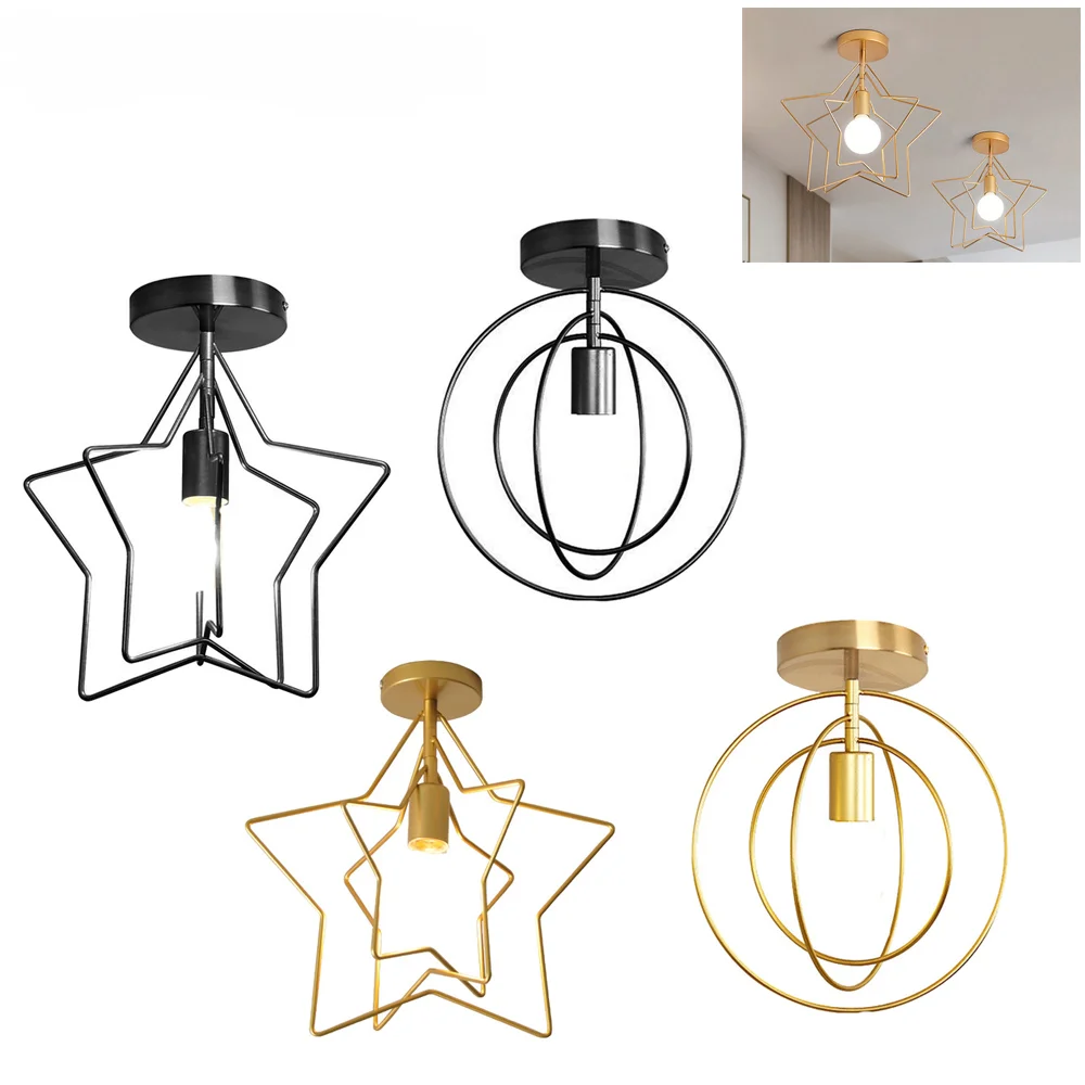 

Modern Metal Gold Ceiling Light Industrial Iron Ceiling Lamp Decor for Living Room Bedroom Aisle Loft E27 Home Lighting Fixture