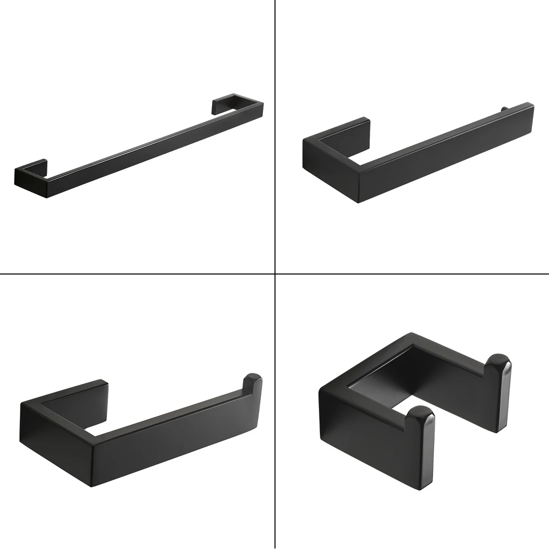 

124 Modern Bath Black 304 Stainless Steel Wall Mounted Four Piece Bathroom Accessories Set