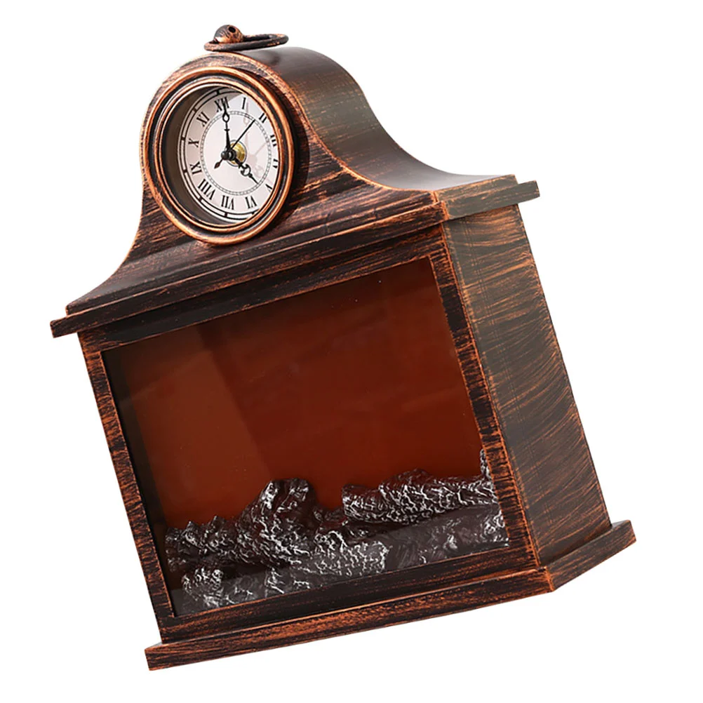 

Flame Wind Lantern Ornament Plastic Decor Decorative Fireplace Lamp Decoration Retro Clock Desktop Vintage Table Wall