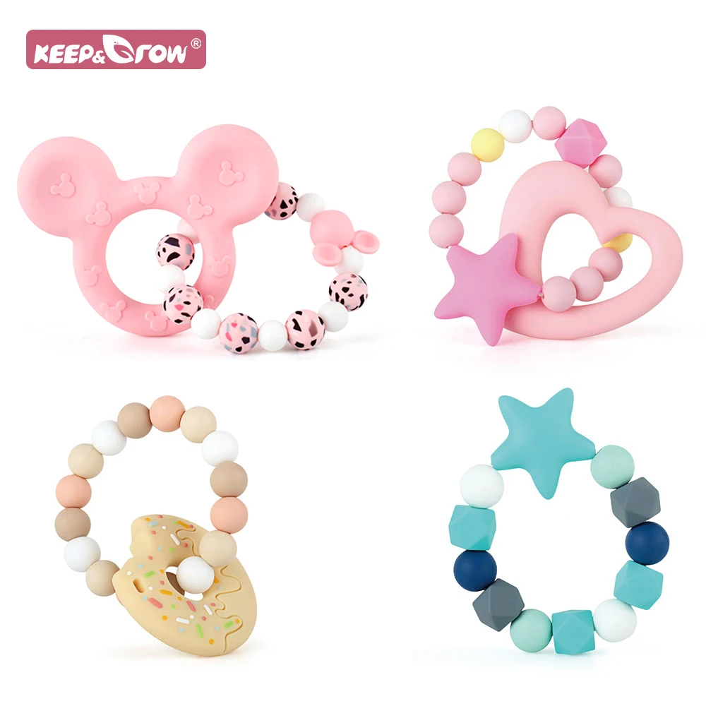 

Baby Pacifier chian Clips Nursing Bracelets Teether Toys Silicone Beads Teething Ring Rattles Fidget Toys Newborn Accessories