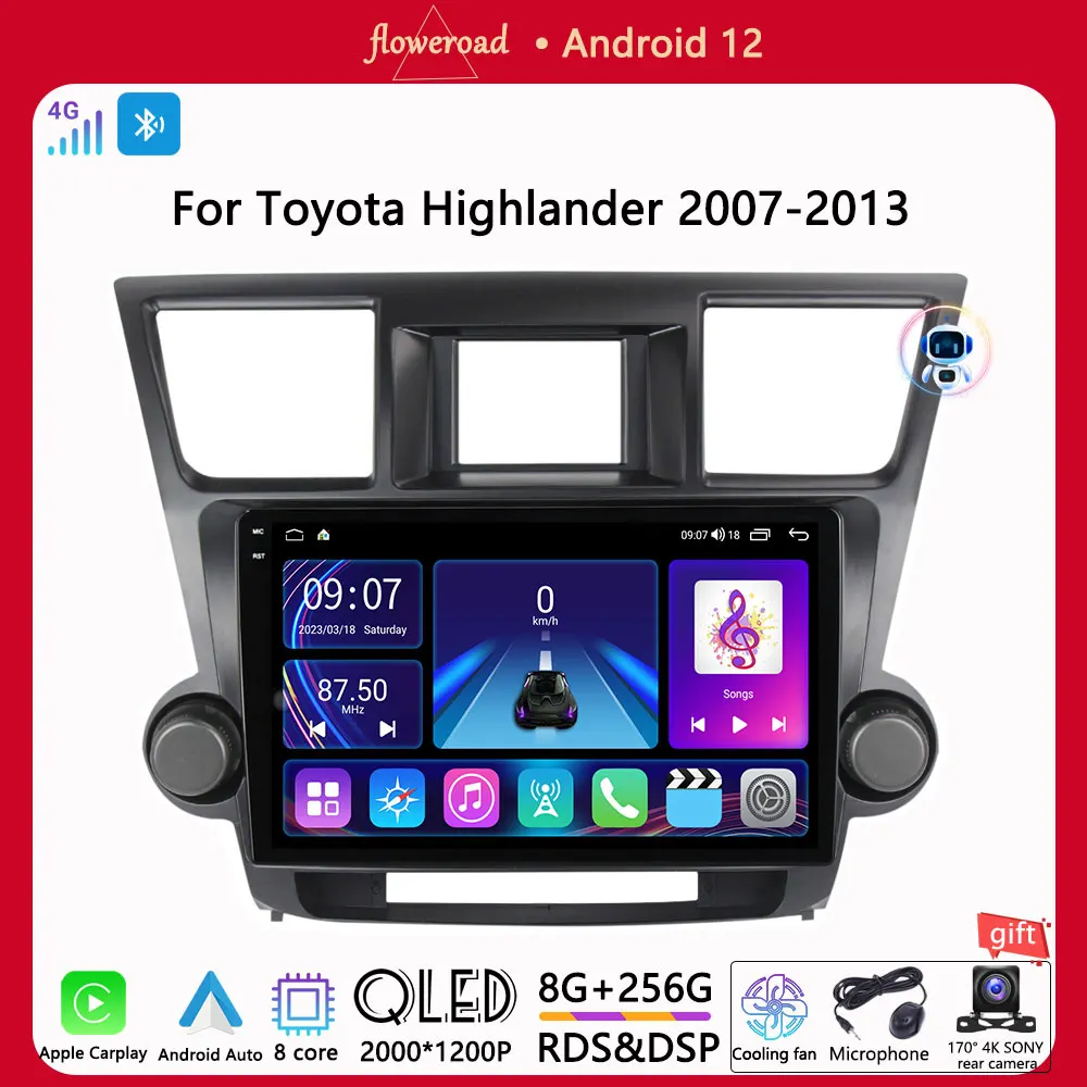 

Автомобильный мультимедийный плеер Android для Toyota Highlander 2007-2013 Apple Carplay 4G Авторадио 2din DVD-навигация GPS головное устройство