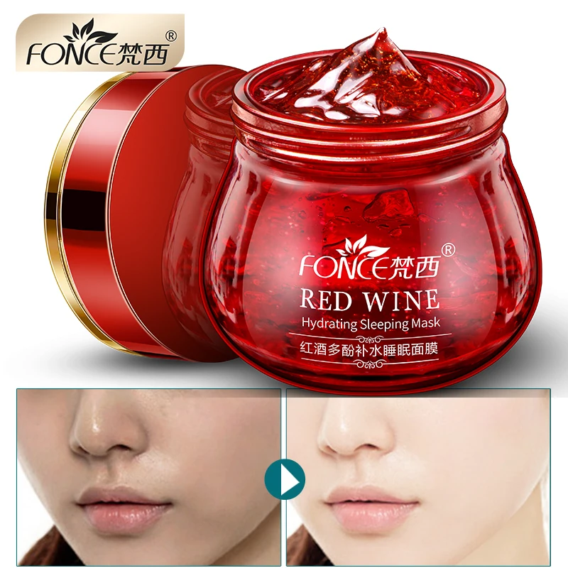 

Korean Red Wine Essence Sleeping Facial Mask Whitening Cream Moisturizing Gel Night Cream Aging Nutrition Brighten Face 100g