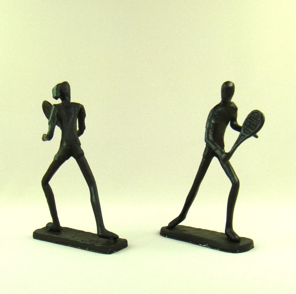 Abstrakcyjna figurka miłośników tenisa Ręcznie robiona odlewnica Żelazny gracz do badmintona Miniatury Ozdoba rzemieślnicza kolekcji