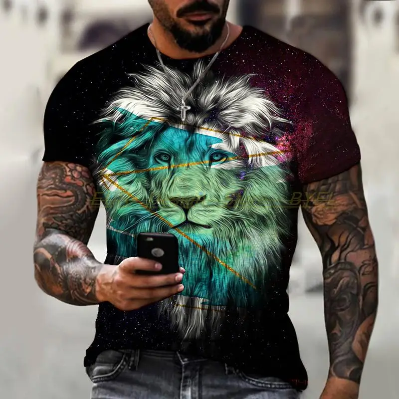 

Animal World 3D Printing Men's Top T-shirt Summer Spring Cross-country Men's Sports Jersey Short Sleeve Plus Size Male Clothing