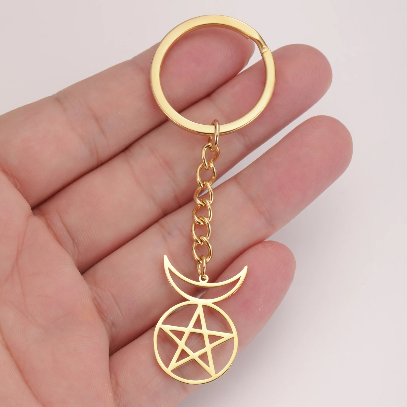 Брелок для ключей Звезда и Луна нержавеющая сталь