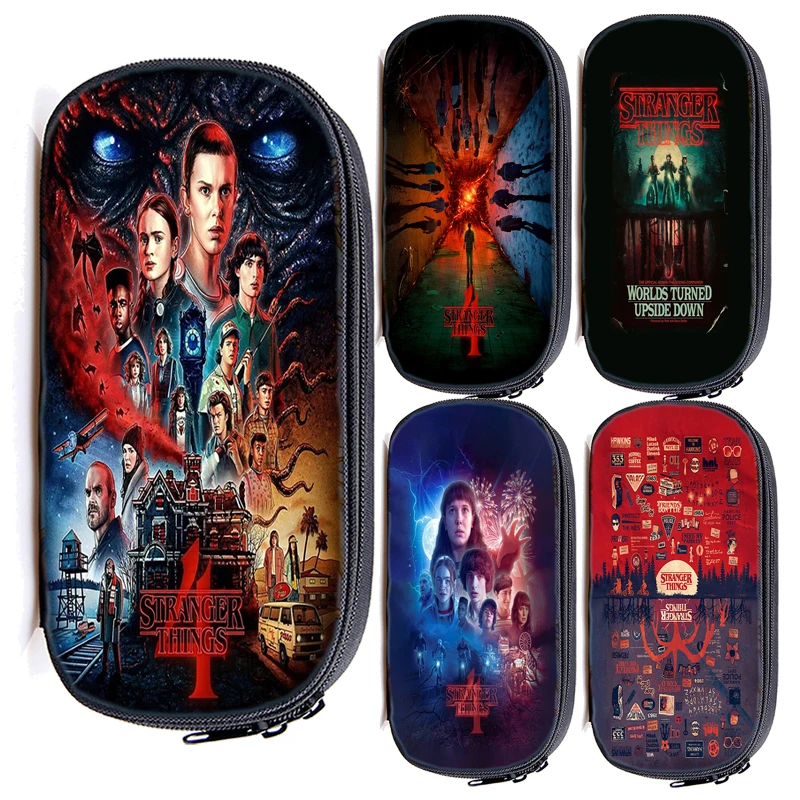 

2022 Stranger Things 4 Pencil Case Eleven Figures Printed Zipper Pencil Bag Pencil Box Pouch Kids Stationery Gift
