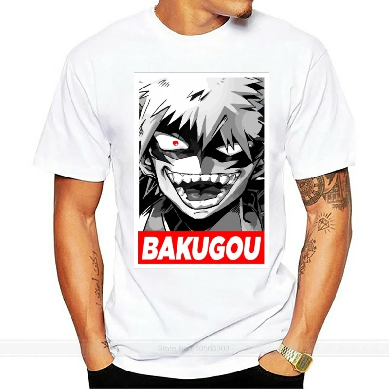 Новейшая футболка Katsuki Bakugo Boku No Hero Мужская хлопковая с круглым вырезом и коротким