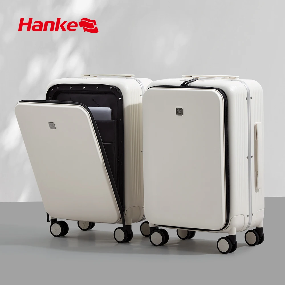 

Hanke 2022 New Design Luggage Business Travel Suitcase Carry On Boarding Cabin Trolley Case PC Material Rolling Spinner Wheels