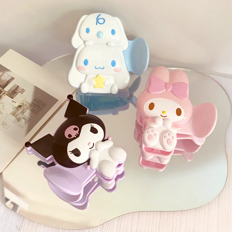 

Kawaii Cute Sanrio Hairpin Kuromi Mymelody Cinnamorroll Cartoon Creative Hairpin Plastic Headdress Large Bobby Pin Girls Gift