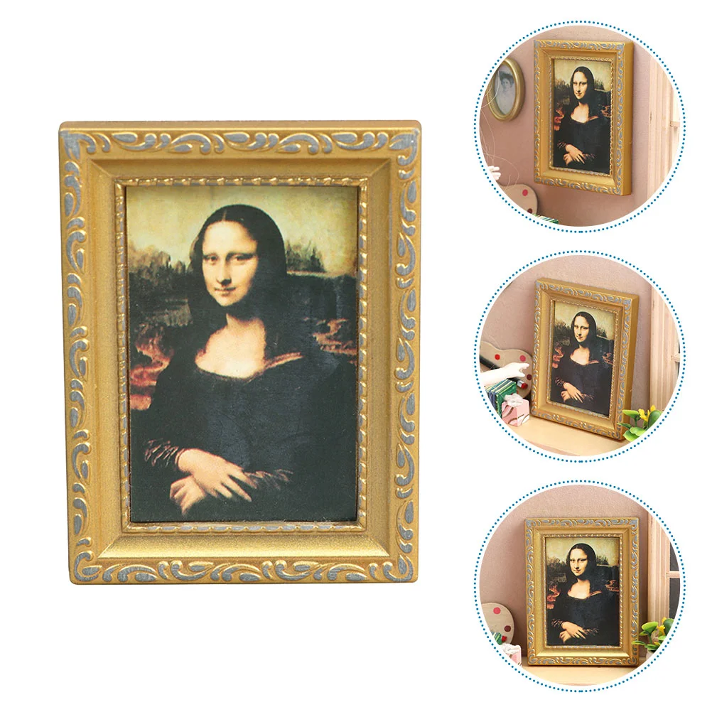 

Wall Decoration Mini Dollhouse Accessories Decorations Home Mona Lisa Painting Model