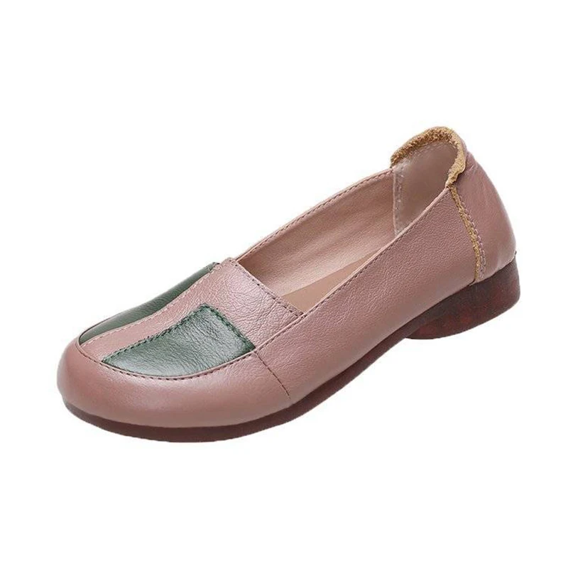 Large Size 42 Ballet Flats Women's Luxury Genuine Leather Shoes Mom Comfortable Driving Loafers Ladies Patches Slip On Moccasins