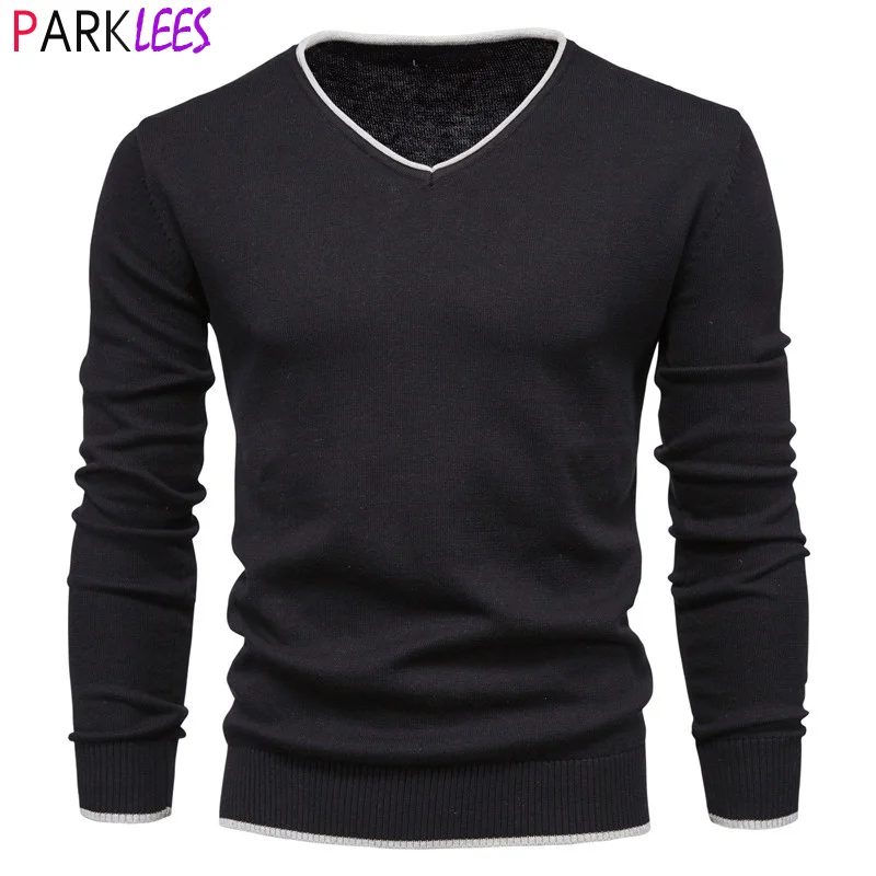 

Fashion College Style Sweater Men Youth Slim Fit V Neck Knitted Sweaters Casual Rib Stitch Pullover Sweater Sueter Masculino 3XL