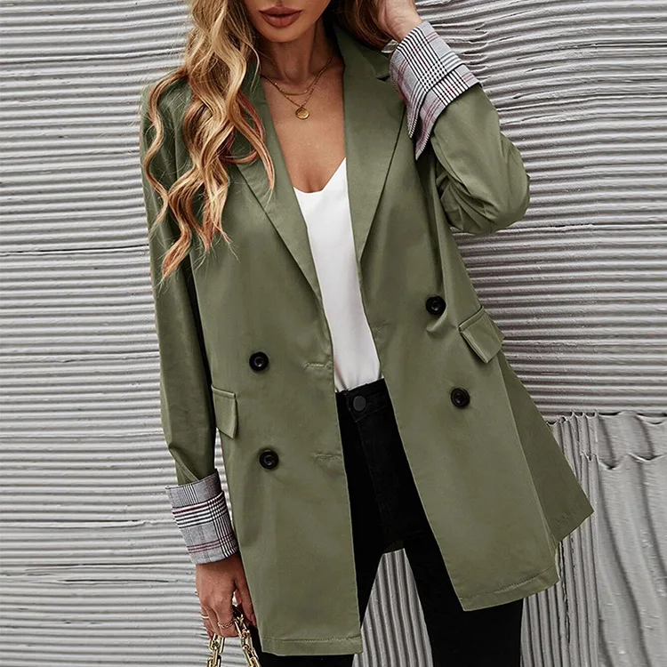 

2023 Autumn and Winter New Women's Solid Color Lapel Button Slim Fit Suit Jacket Women Clothing