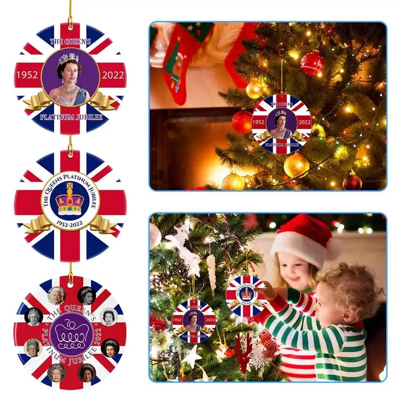 

Queen Elizabeth II Platinum Jubilee Pendant 1952-2022 Her Majesty Queen Wooden Hanging Ornament Party Favor Decor Remembrance