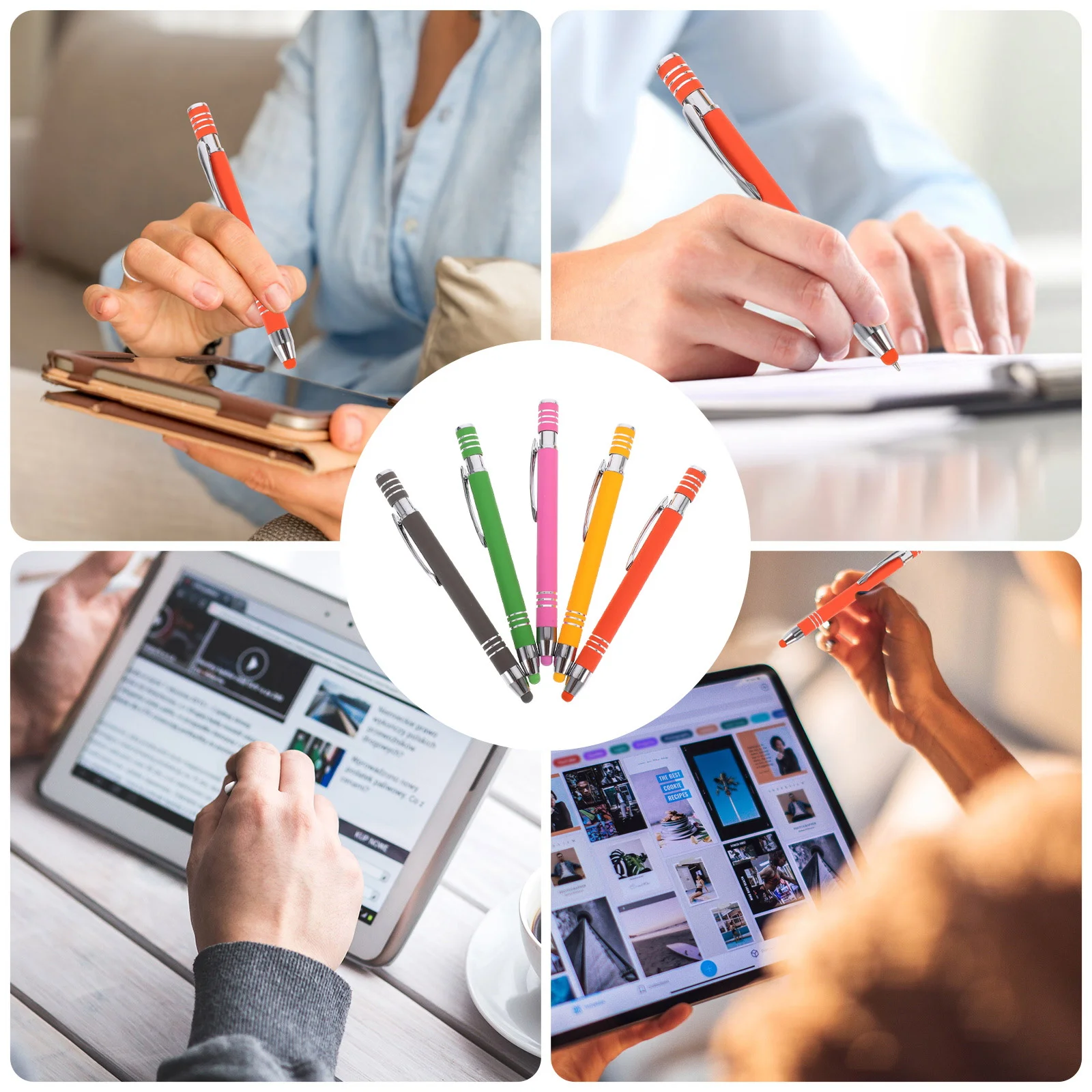 5 шт. шариковые ручки с сенсорным экраном емкостный портативный бумажный блокнот