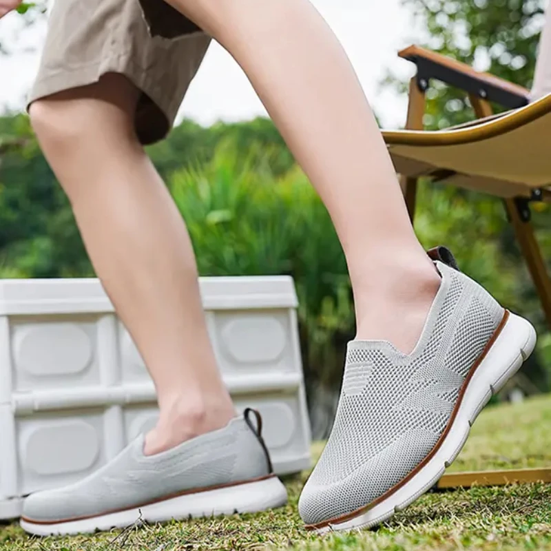 Кроссовки мужские с круглым носком легкие лоферы Вулканизированная подошва без