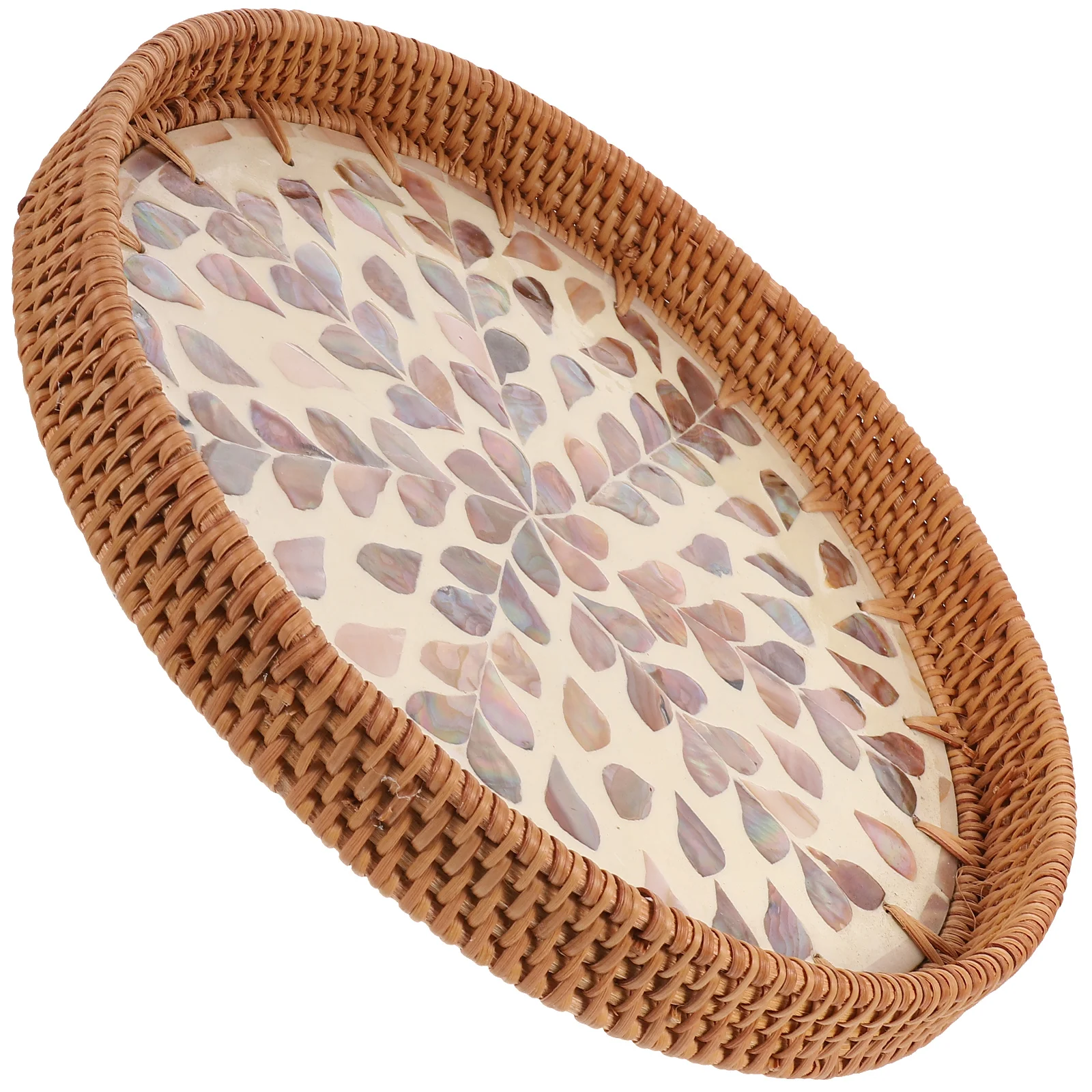 

Kitchen Serving Tray Round Baskets Snacks Fruit Trays Coffee Table Bathroom Woven Party