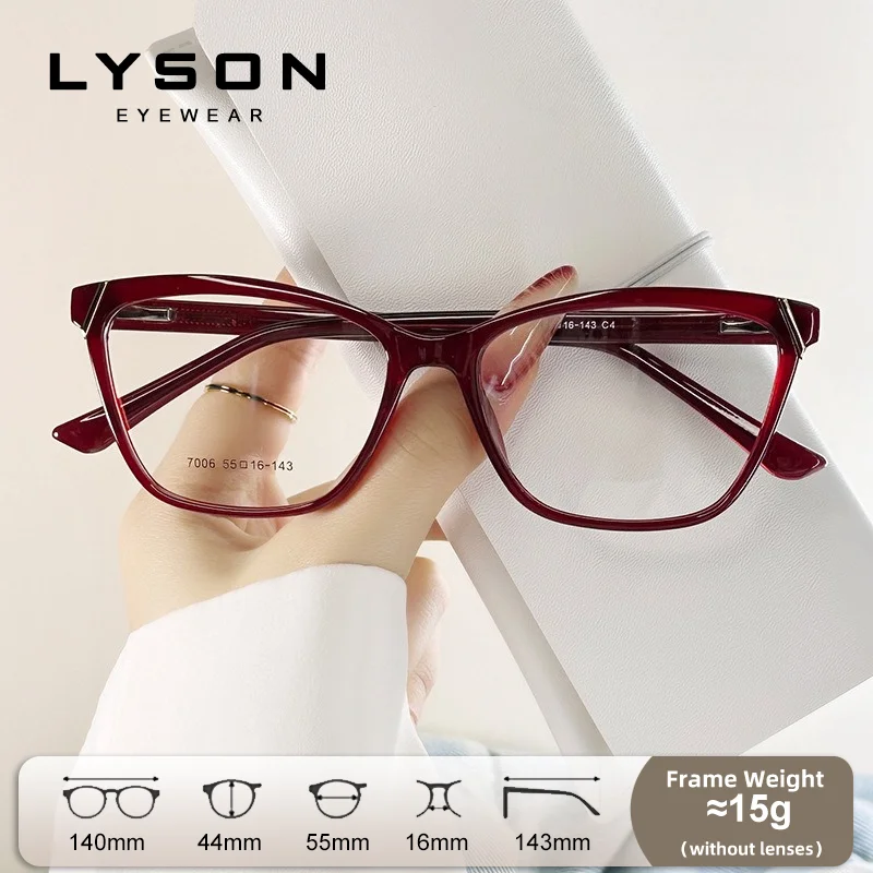Фото LYSON текстурированные прямоугольные очки для чтения TR90 женские очки с защитой от синего света для близорукости и дальнозоркости повседневная одежда оптические очки №2