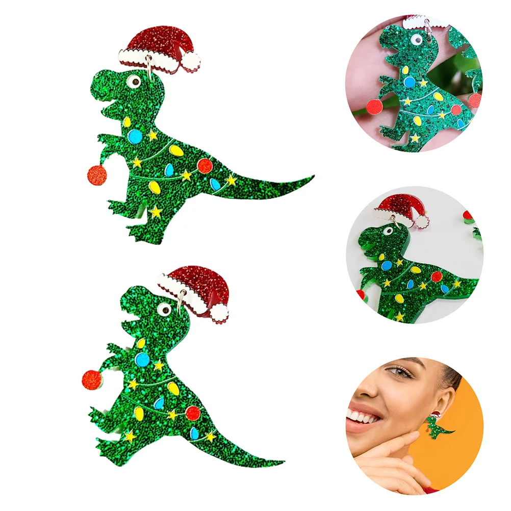 

2 Pairs Ear Drops Acrylic Dangle Earrings Christmas Earring Gift