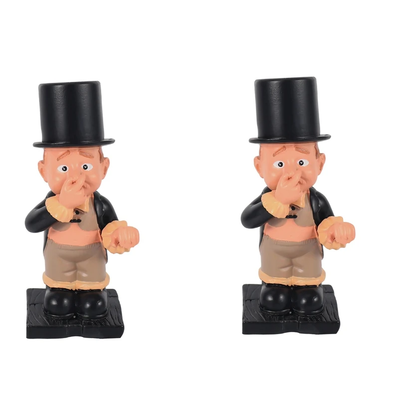 

2X Resin Butler Shape Cute Old Boys Statue Decor Tissue Stand Rack Sculpture For Toilet