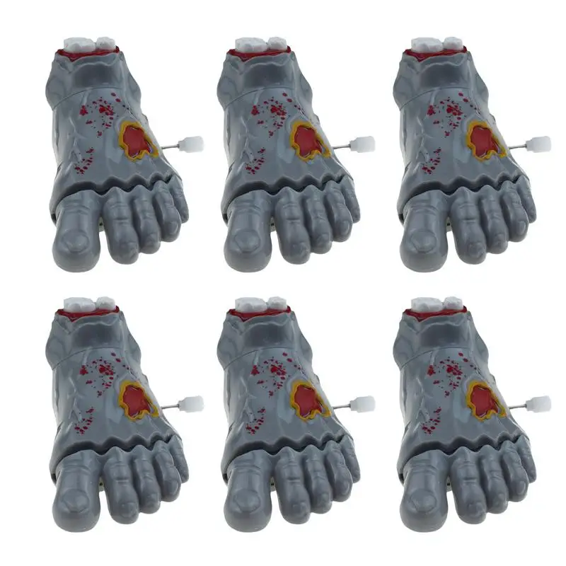 

Halloween Clockwork Toy 6pcs Practical Grey Ghost Feet Clockwork Toys Reusable Hand Clockwork Toy Charming Halloween Wind-Up