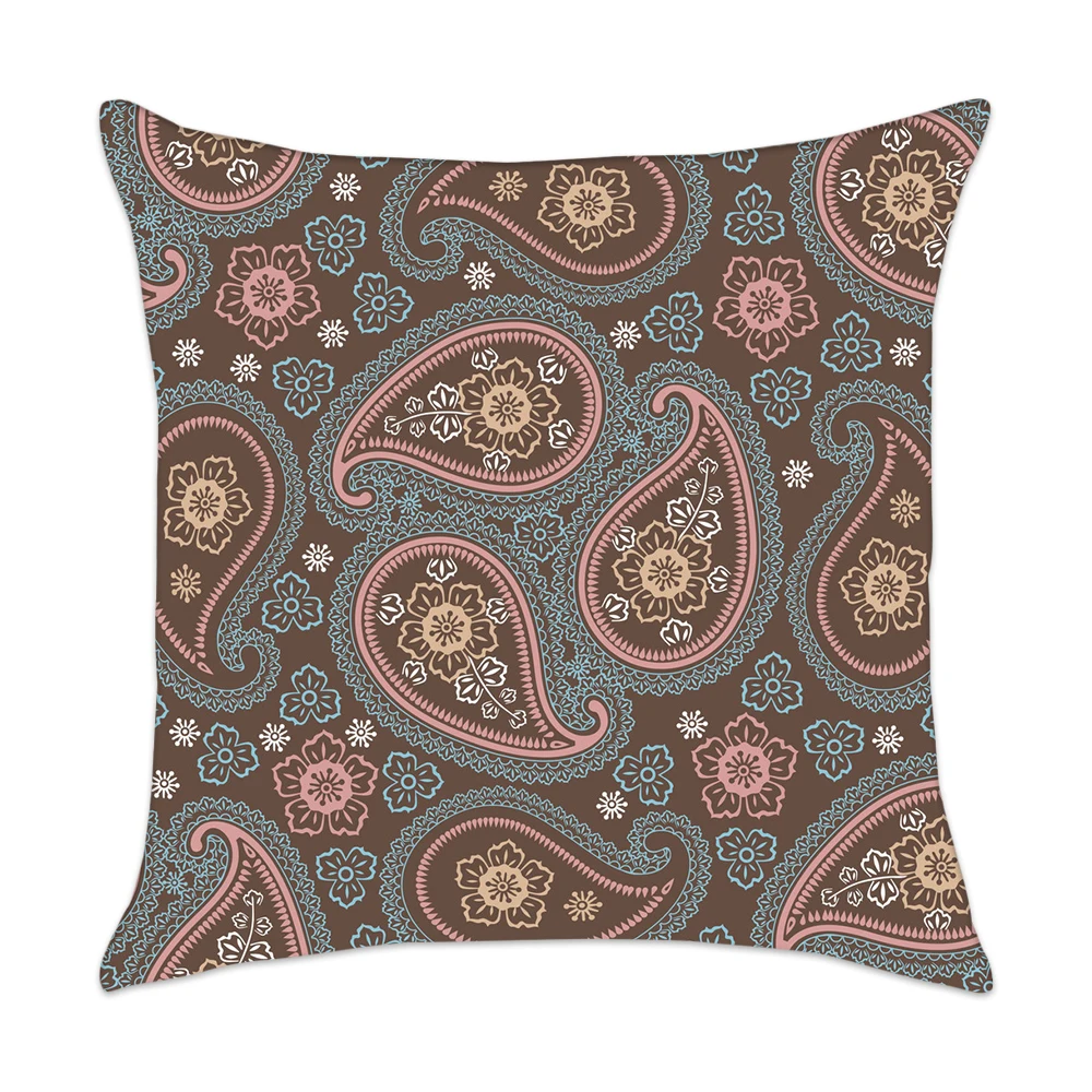 

Коричневая искусственная Обложка с винтажным цветочным принтом, квадратная подушка, чехол для домашней декоративной гостиной, дивана, наво...
