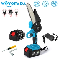 6 inch electric saw chainsaw with big battery wireless motor rechargeable wood cutter also for makita 18v battery