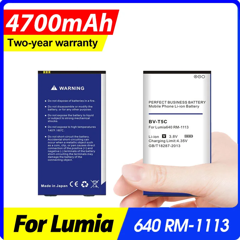 

4700mah Bv-t5c Bvt5c Li-ion Phone Battery for Nokia Lumia 640 Rm-1109 Rm-1113 Rm-1072 Rm-1073 Rm-1077 Rm Lumia640