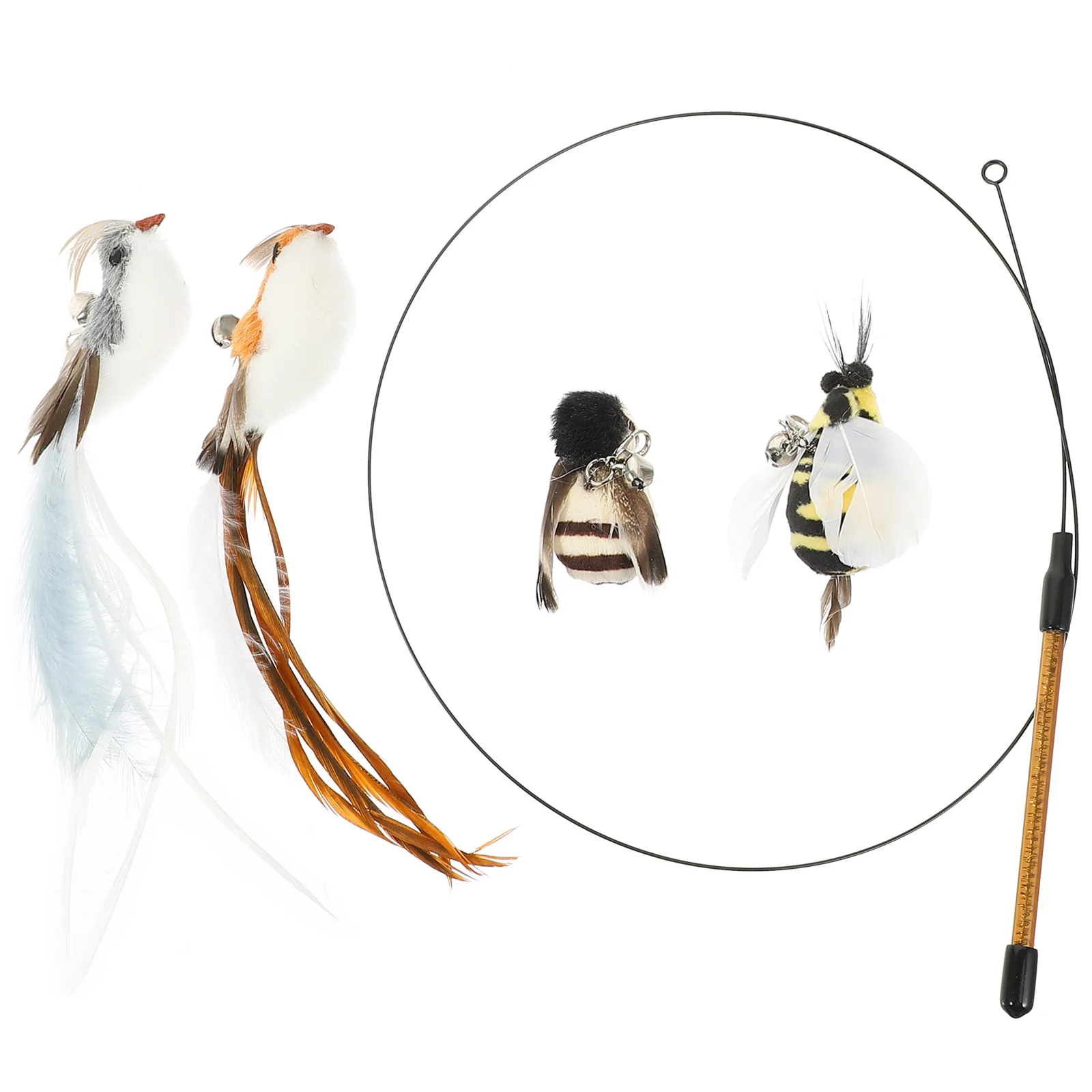 

1 Set of Cat Wand Pole Steel Wire Cat Wand with Refills Kitten for Indoor Cats