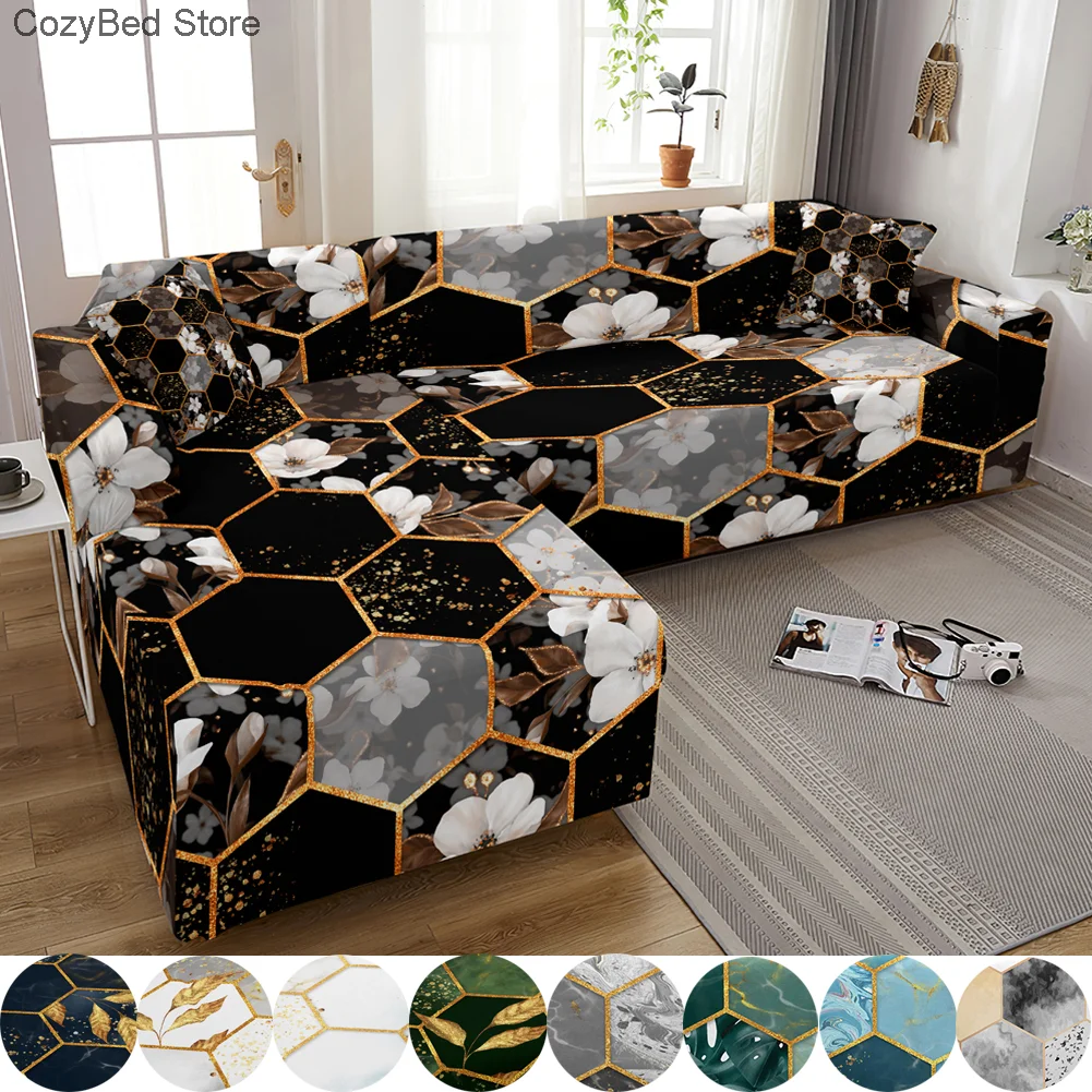 

Эластичный чехол для дивана в гостиную, геометрический чехол с мраморными листьями, эластичный чехол для дивана, чехол для дивана Armchai, чехо...