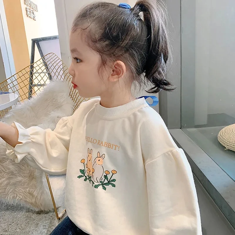 Toddler Girls Cotton Sweaters Spring Autumn Korean Baby Bottom Shirt Thin Childrens Foreign Style Long Sleeve Tops Kids Clothes