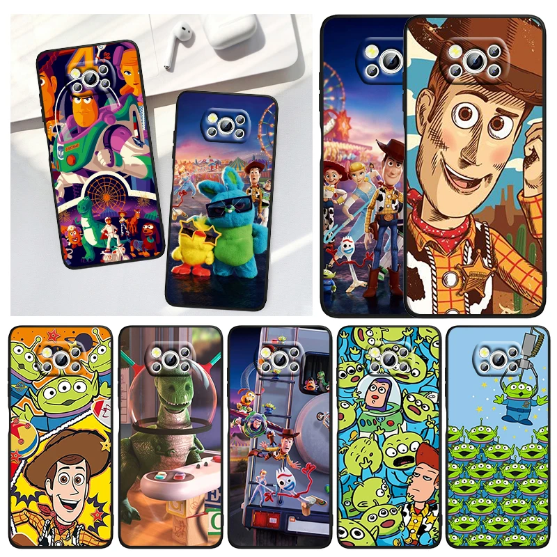 

Toy Story Animation For Xiaomi Civi Mi Poco X3 NFC F3 GT M4 M3 M2 X2 F2 Pro C3 F1 Silicone Shell Capa Black Phone Case