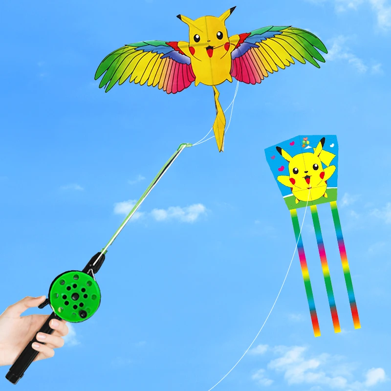 

Pikachu Kite With Handle Line Children Kite Flying Toy Easy Control Ripstop Nylon Cartoon Anmine Kite Outdoor Toys Kites Toys
