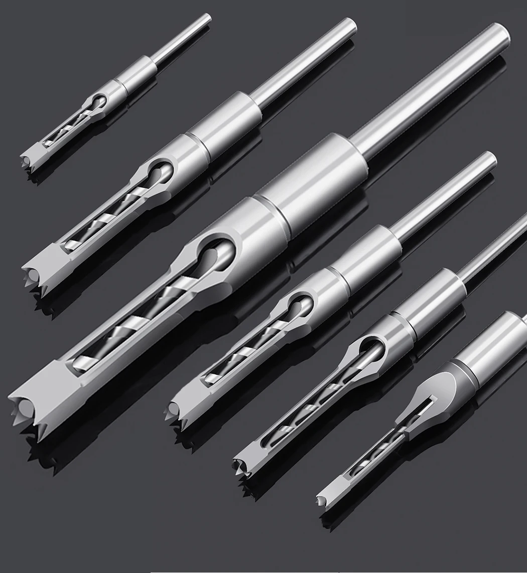 Tenon Mortise Woodworking HSS Twist Drill Bits Drill Tools Kit Set Square Auger Mortising Chisel Drill Set Square Extended Saw