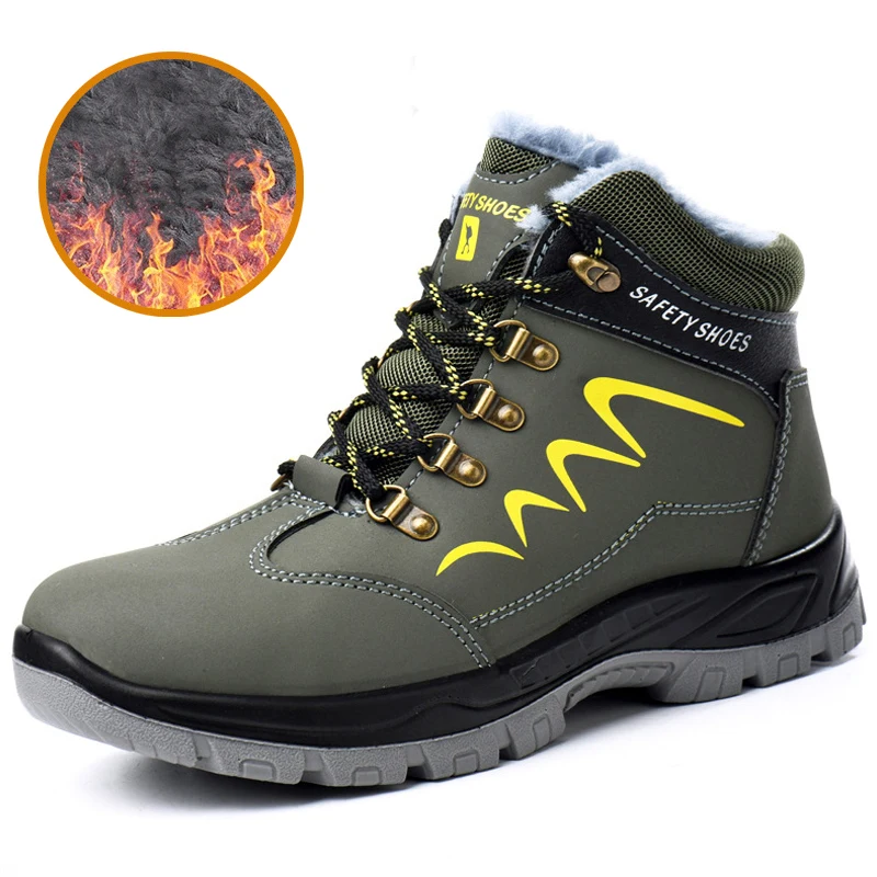 

Male Safety Shoes Winter Boots Snow Boots Water Proof Safety Boots Men Boots Steel Toe Work Shoes Anti-puncture Outdoor Sneakers